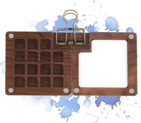 Molain 8 Grid Mini Portable Watercolor Palette with Clip, Wooden Mini Paint Palette, Travel Paint Tray Box, Sketchbook Palette for Watercolor, Gouache, Acrylic Paint, Gift for Painters and Artists in Saudi Arabia