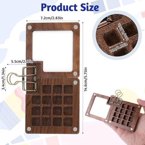 Molain 8 Grid Mini Portable Watercolor Palette with Clip, Wooden Mini Paint Palette, Travel Paint Tray Box, Sketchbook Palette for Watercolor, Gouache, Acrylic Paint, Gift for Painters and Artists in Saudi Arabia