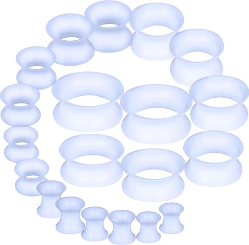 Silicone Ear Gauges Tunnels Plugs for Ears Women Men Earrings Black/Clear/White Size 4mm-20mm 6G-7/8In Double Gage Retainer Stretching Kit Starter Stretchers Expander in Kuwait