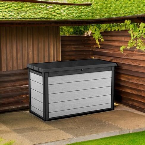 Keter Denali 30 Gallon Resin Deck Box for Patio Furniture, Pool Accessories, and Storage for Outdoor Toys, Grey in Saudi Arabia