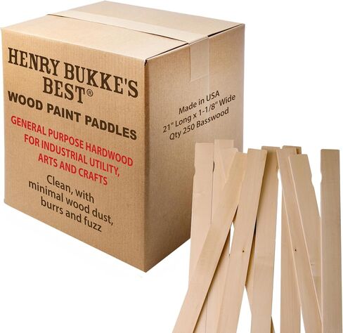 5 Gallon Paint Stir Sticks (250) 21 x 1-1/8 inch Wide Made in USA Basswood, Clean for Industrial and Fine Art Craft Projects in Kuwait
