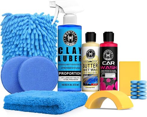 Car Clay Bars Auto Detailing and Clay Luber Synthetic Lubricant Kit, 4 Clay Bars, Clay bar Lubricant Tablets 10 Pack(1pc=16 fl oz), Spray Bottle and Microfiber Towel for Car Detailing Cleaning in Kuwait
