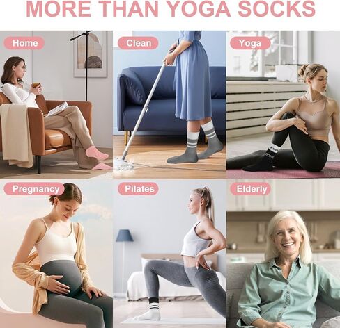 Pilates Socks with Grips for Women Pure Barre Grip Socks for Yoga, Ballet, Dance, Barefoot Workout, Gym, Hospital, Home in Kuwait
