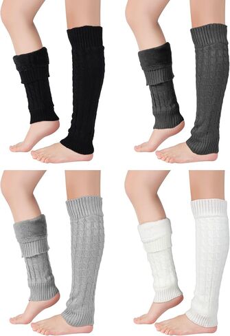 Chuarry 6 Pairs Winter Fleece Lined Leg Warmer for Women Knit Long Boot Socks Double Layer Warmth Warmers for Skating Everyday Wear in Kuwait