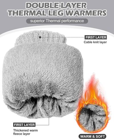 Chuarry 6 Pairs Winter Fleece Lined Leg Warmer for Women Knit Long Boot Socks Double Layer Warmth Warmers for Skating Everyday Wear in Kuwait