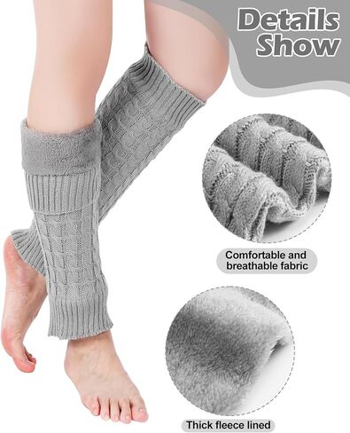 Chuarry 6 Pairs Winter Fleece Lined Leg Warmer for Women Knit Long Boot Socks Double Layer Warmth Warmers for Skating Everyday Wear in Kuwait