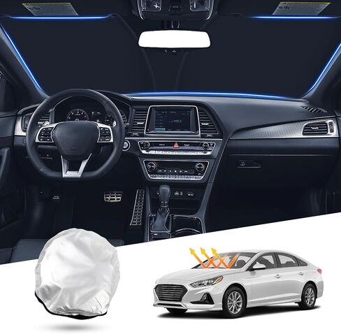 T TGBROS Windshield Sun Shade Custom Fit for 2021-2023 2024 Kia Seltos Accessories Foldable Sun Shield Reflective Polyester Sun Visor Cover Block Heat and Sun Protection in Saudi Arabia