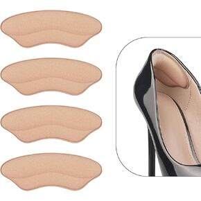 Heel Grips Liner Cushions Inserts for Loose Shoes, Heel Pads Snugs for Shoe Too Big Men Women, Filler Improved Shoe Fit and Comfort, Prevent Heel Slip and Blister (4 Pairs) (Black)
