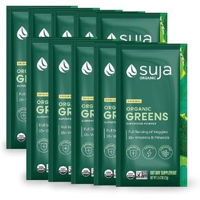 Suja Organic Greens Powder Probiotic Blend, Spirulina, Daily Superfood Drink or Smoothie Mix for Immune Support, Digestion, & Energy, Vegan, Gluten Free, Non GMO, 30 Servings