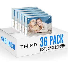 TWING 2 Pack Acrylic Picture Frame 8 x 10 Magnetic Picture Photo Frame,10+10MM Clear Picture Frame, 8 by 10 Picture Frames Acrylic Magnetic Photo Frame Self Standing Double Sided,Gift