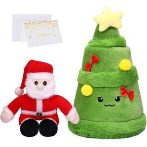 12-Inch Reindeer & Christmas Tree Plush Set - Christmas Stuffed Animals with Hidden Compartment, Cozy Christmas Plush Decor & Gift Surprise