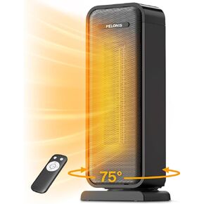 Pelonis 1500W Tower Space Heater for Indoor use in with Oscillation, Remote Control, Programmable Thermostat, Timer, Touch Screen, Tip-over Switch and Overheat Safety Protection, Black PTH21ERLBB