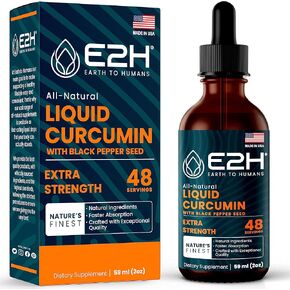 E2H Turmeric Curcumin Drops with Black Pepper - Boost Your Health - Joint Support Supplement - Vegan - Non-GMO - (2 Bottles)