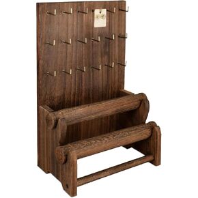 Ikee Design Two-Sided Rotating Wooden Jewelry Bracelet Display Stand-6 Removable Holders, 3 Tier Bar Bangle Organizer-Perfect for Bracelets and Jewelry Display -Dark Brown Color
