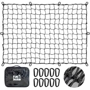 Cargo Net for Pickup Truck Bed, 4'x6' Stretches to 8'x12', 5mm(4"x4"Small mesh) Truck Bed Net Collocation 600D Waterproof Cargo Net Cover-Truck Cargo Net for Dodge RAM, Ford, Chevy, Toyota