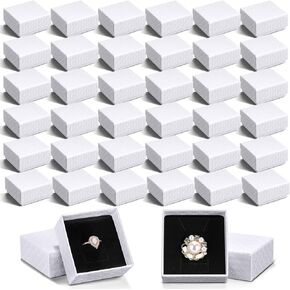 100 Pcs Jewelry Ring Gift Box 2'' x 2'' x 1'' Cardboard Earring Ring Boxes Small Black Gift Box with Velvet and Sponge Liner Pendant Case Bulk for Necklace Bracelet Earring Display Wedding