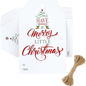 100pcs Christmas Gift Tags, 2"X2" Holly Gift Tags with Strings, 300g/m² Thick White Paper Gift Tags, Christmas Tags with Holly and Berries Design, Gift Tags Christmas for Presents, Jars