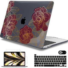 حافظة Mektron لجهاز MacBook Pro 13 بوصة إصدار 2022 2020 A2338 M2 M1 A2289 A2251، غطاء بلاستيكي صلب مطبوع مع غطاء لوحة المفاتيح لجهاز MacBook Pro الجديد 13.3 بوصة، شريط لمس، صبار بألوان مائية