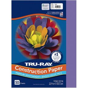 Pacon Tru-Ray Heavyweight Construction Paper, Violet, 9" x 12", 50 Sheets