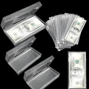 5 Pack Currency Sleeves Storage Case with 500 Pieces Dollar Bill Holder Clear Plastic Paper Money Sleeve for Bills Paper Currency Bill Sleeves Protector Dollar Bill Holders for Collectors