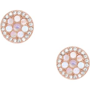 فوسيل اقراط بدبوس ستانلس ستيل بلون ذهبي وردي للنساء، كريستال in Kuwait