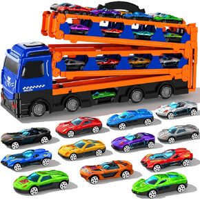 iHaHa 78 inches Transport Truck with 24pcs Die-Cast Cars Toys, Cars Toddler Toys Gifts for 2 3 4 5 6 7 Years Old Boys Girls Kids, Boys Toys Age 3-5 4-7