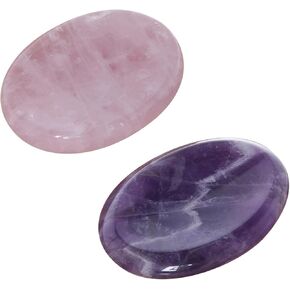Marrywindix 2 Packs Natural Thumb Worry Stone Set 7 Chakra Crystals Healing Stones for Anxiety Stress Relief Meditation Crystal Therapy