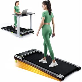 FUNRAY Walking Pad Treadmill - Under Desk Treadmill with 265LBS Weight Capacity, 2 in 1 Portable Walking Treadmill for Home/Office with Two Ways of Control, Compact Treadmill for Walking/Running-Wood