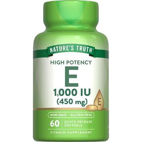 Nature's Truth Vitamin E Pure DL-Alpha, 1,000 IU, Unflavored, 60 Count