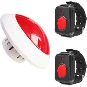 Remote Emergency Strobe Siren Alarm Kit Waterproof Outdoor Loud Panic Sos Warning System for Business Home Shop Hotel School 1 Red Flashing Siren 2 Call Buttons