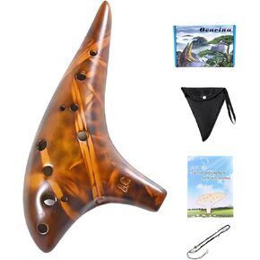AIMEIS Ocarina Instrument 12 Hole Alto C Ceramic Ocarina with Songbook Bag Display Stand,Musical Instrument Gift for Kids Adults
