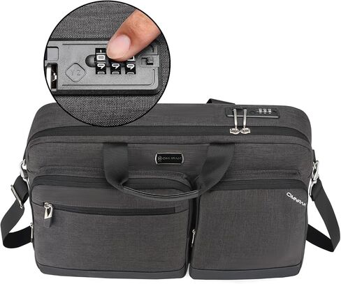 حقيبة كمبيوتر محمول Omnpak مقاس 15.6 بوصة، حقيبة أعمال مع قفل مجمع، حقيبة مستندات كاتب العدل طاردة للماء للرجال والنساء - تناسب كمبيوتر/كمبيوتر محمول/كمبيوتر لوحي مقاس 15.6 بوصة in Kuwait