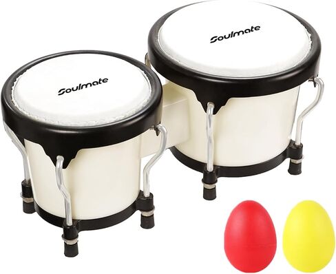 Soulmate Bongo Drums 6 "و 7" Bongos للمبتدئين البالغين والأطفال، أداة قرع خشبية محترفة مع مفتاح ضبط، أحمر نبيذي in Saudi Arabia