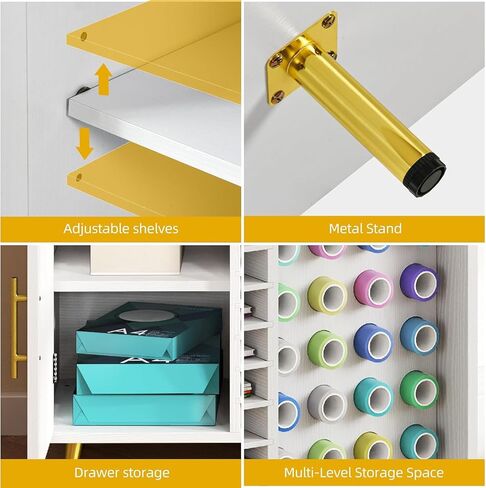 DWVO Craft Organizers and Storage Cart Compatible with Cricut Machine, Craft Rolling Storage with Charging Station & Vinyl Roll Holder, Crafting Table Workstation for Home Office in Saudi Arabia