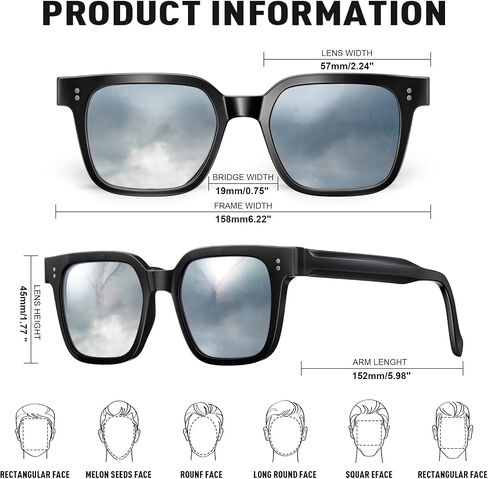 Premium 158MM Large Polarized Sunglasses for Men Women, 2 Pack XXL TR Frame Trendy Sun Glasses Outdoor with UV400 in Kuwait