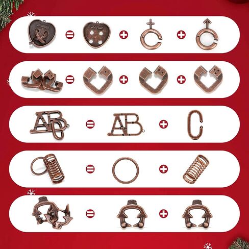 13 Pcs Brain Teaser Puzzles for Adults - Metal Puzzles 3D Puzzle Game Toys for Adults Teens - Wooden Unlock Interlocking Puzzle Adult IQ Education Puzzle Toys Smart Toys in Kuwait