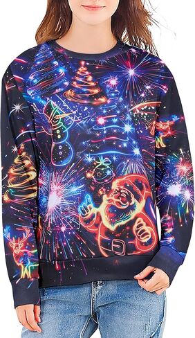 2024 Ugly Christmas Sweatshirt for Women Long Sleeve Crewneck Pullover Funny Novelty Graphic Top in Kuwait