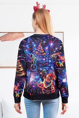 2024 Ugly Christmas Sweatshirt for Women Long Sleeve Crewneck Pullover Funny Novelty Graphic Top in Kuwait