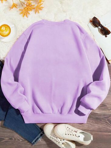 SHENHE Girl's Checkered Sweatshirt Smile Face Graphic Crew Neck Cute Sweatshirt Pullover Top in Kuwait