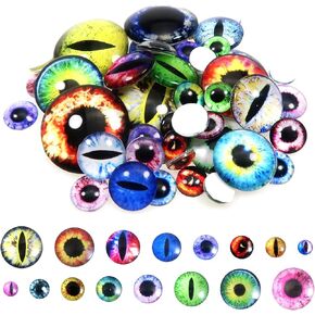 TOAOB 160pcs Glass Dragon Eyes Assorted Colors Cabochon Eyes 6mm to 30mm Half Round Dragon Eyes for Clay Doll Making Sculptures Props and DIY Jewelry Making Findings