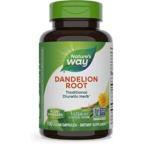 Nature's Way Dandelion Root Diuretic Herb* 525 mg per Capsule Non-GMO Project Verified Gluten Free Vegan 180 Count