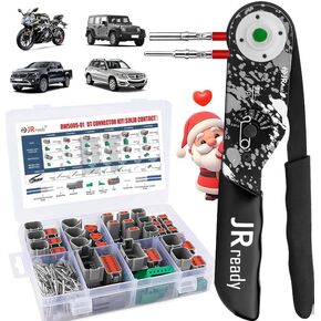 JRready DW5009 DT Deutsch Connector Kit, 2 Pin Connector,3,4,6,8,12 Pin Connector, Deutsch Crimp Tool (NEW DT2), Size 16 Solid Contacts 16-20AWG, Deutsch pin Kit,Waterproof Automotive Connectors
