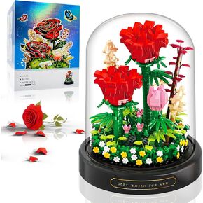 Flower Bouquet Building Set,1009PCS Creative DIY Plant Bouquet Decoration,12 Artificial Flowers Botanical for Adults Women Girls Ages 6+,Idea Gifts for Mother's Day, Birthdays, No Vase