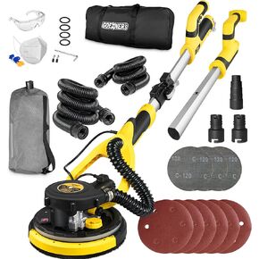 Drywall Sander, Electric Drywall Sander with Vacuum, Automatic Dust Removal, 7 Variable Speed, 900-1800RPM, 26’ Power Cord, Labor-Saving Handle and Patented Fixture for Ceiling Sanding, LED Light