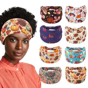 Bohend Boho Headband Wide Yoga Stretchy Bandeau Large Headwrap Sport Athletic Beach Hair Accessories for Women and Girls(8pcs)