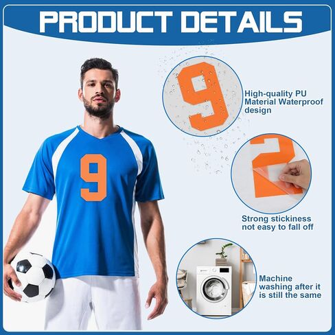 36 Pcs Iron on Numbers 8 Inch Jersey Heat Transfer Numbers Big 0-9 Transfer Numbers White Heat Press Numbers Stickers for Sports T Shirts Football Basketball Baseball Uniform Fabric Clothing (White) in Kuwait