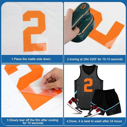 36 Pcs Iron on Numbers 8 Inch Jersey Heat Transfer Numbers Big 0-9 Transfer Numbers White Heat Press Numbers Stickers for Sports T Shirts Football Basketball Baseball Uniform Fabric Clothing (White) in Kuwait