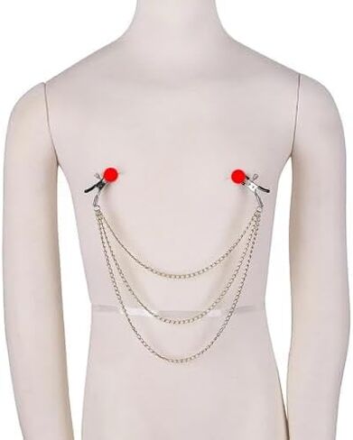 Nipple Clamps with Body Chain for Women Adjustable Pressure Nipple Clips Non-Piercing Body Chain Jewelry for Women Men Faux Body Jewelry in Kuwait