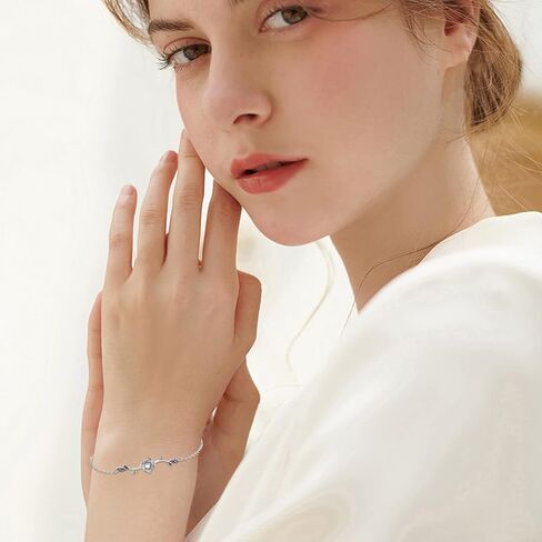Moonstone Leaf Bracelet,Moonstone Olive Leaf Bracelets,S925 Sterling Silver Moonstone Bracelets for Women,Leaf Moonstone Jewelry Gifts For Women Mother Mom Wife in Saudi Arabia
