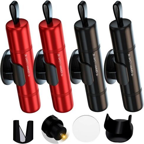 2 Pack Emergency Car Seatbelt Cutter and Glass Window Breaker,2-in-1 Portable Multifunctional Safety Kit Hammer and Escape Rescue Car Window Punch Breaker Tool with Tempered Glass(Red+Black) in Kuwait
